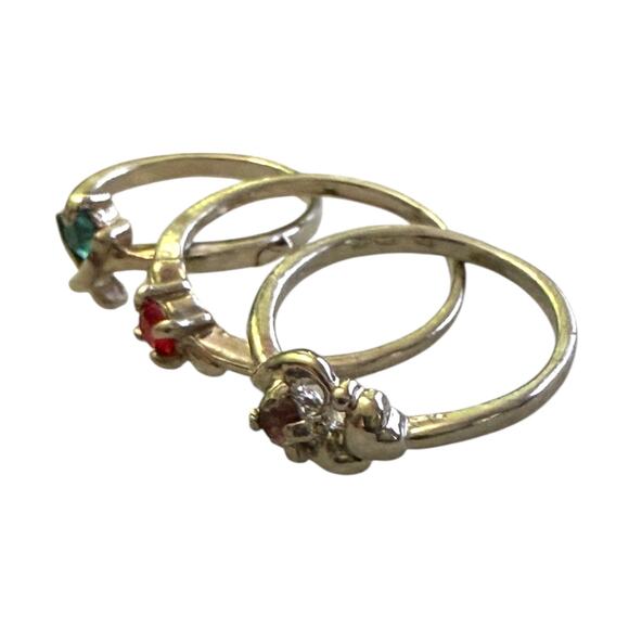 Silver 3 Stackable Ring Lot With Gemstones Size 5-7 - Picture 3 of 4